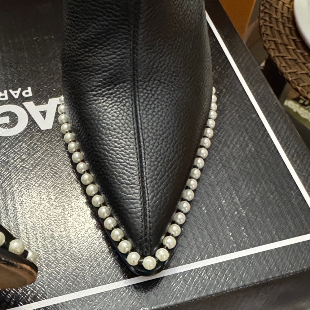Karl Lagerfeld Black Heeled Boots with Pearl Trim - Picture 7 of 10